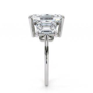 4.54 ct Emerald Lab Grown Diamond Antwerpen IV Three-Stone Engagement Ring | 6.32 ct tw