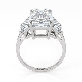 4.54 ct Emerald Lab Grown Diamond Antwerpen IV Three-Stone Engagement Ring | 6.32 ct tw