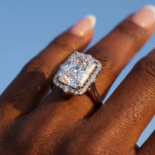 5.5 ct Radiant Lab Grown Diamond Antwerpen V Pavé Engagement Ring | 5.84 ct tw