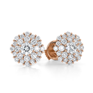 Elegantes aretes redondos de diamantes de laboratorio de 0,5 ct.