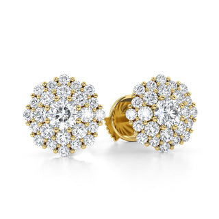 Elegantes aretes redondos de diamantes de laboratorio de 0,5 ct.