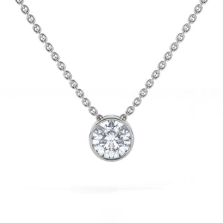 Bezel Set Round Diamond Pendant Necklace 2.0 ct