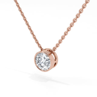 Bezel Set Round Diamond Pendant Necklace 2.0 ct