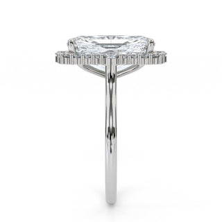 5.5 ct Radiant Lab Grown Diamond Antwerpen V Pavé Engagement Ring | 5.84 ct tw