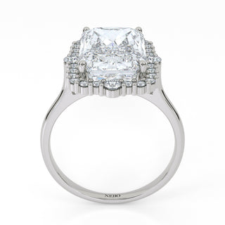 5.5 ct Radiant Lab Grown Diamond Antwerpen V Pavé Engagement Ring | 5.84 ct tw