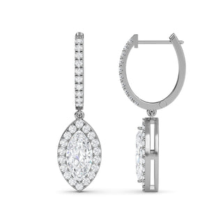Marquise Cut Halo Drop Earrings 2.0 ctw
