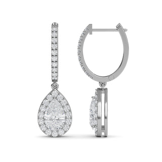 Pear Cut Halo Drop Earrings 1.8 ctw