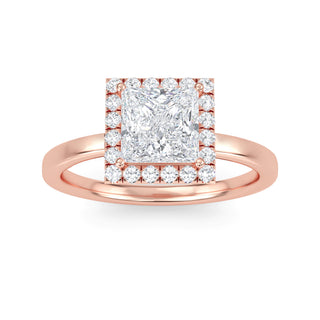 Princess Cut Halo Engagement Ring 0.75 ct