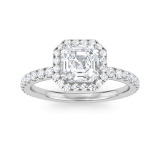 Asscher Cut Halo Pavé Engagement Ring 1.0 ctw