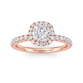 Cushion Cut Halo Pavé Engagement Ring 0.7 ct