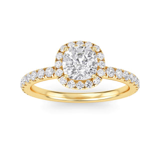 Cushion Cut Halo Pavé Engagement Ring 0.7 ct