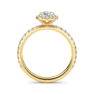 Cushion Cut Halo Pavé Engagement Ring 0.7 ct