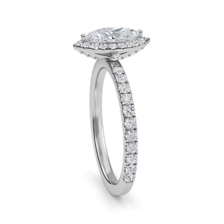 Marquise Cut Halo Pavé Engagement Ring 0.5 ct