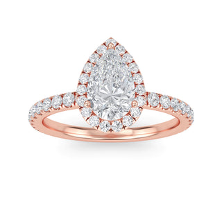Pear Cut Halo Pavé Engagement Ring 1.0 ct