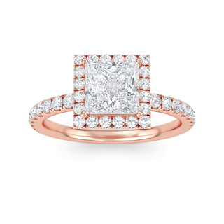 Princess Cut Halo Pavé Engagement Ring 1.0 ct