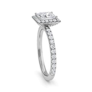 Princess Cut Halo Pavé Engagement Ring 1.0 ct