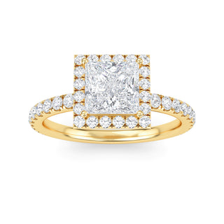 Princess Cut Halo Pavé Engagement Ring 1.0 ct