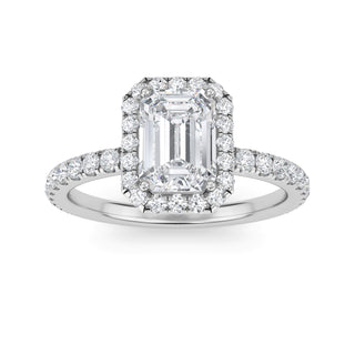 Emerald Cut Classic Halo Pavé Engagement Ring 1.0 ctw