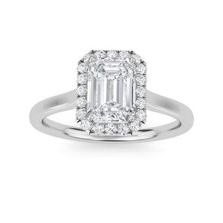 Emerald Cut Halo Cathedral Engagement Ring 1.0 ctw