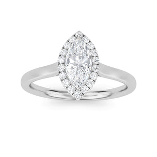Marquise Cut Halo Cathedral Engagement Ring 0.5 ctw