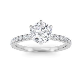 Round Classic Solitaire Pavé Engagement Ring 1.0 ctw