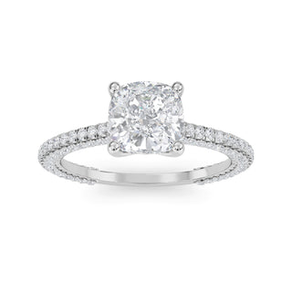 Cushion Cut Double Pavé Engagement Ring 1.0 ctw