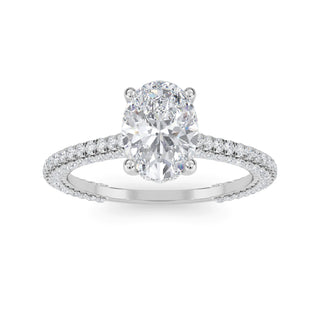 Oval Cut Double-Row Pavé Engagement Ring 1.0 ctw