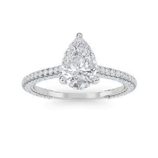 Pear Cut Double Pavé Engagement Ring 1.0 ctw