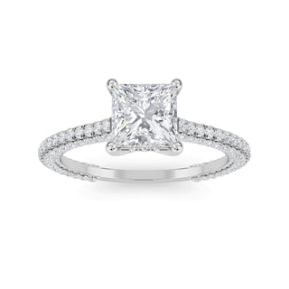 Princess Cut Double-Row Pavé Engagement Ring 1.0 ctw