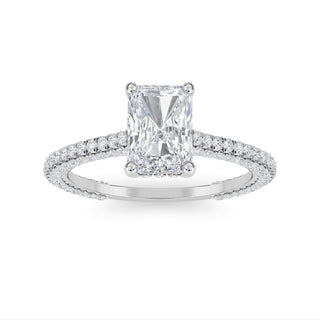 Radiant Cut Double-Row Pave Engagement Ring