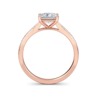 Anillo de compromiso clásico de princesa con piedra lateral de 1,0 ctw