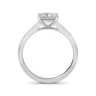 Anillo de compromiso clásico de princesa con piedra lateral de 1,0 ctw