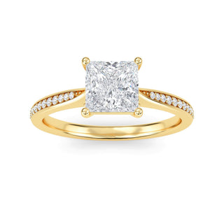 Anillo de compromiso clásico de princesa con piedra lateral de 1,0 ctw