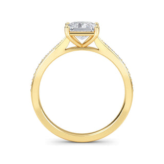 Anillo de compromiso clásico de princesa con piedra lateral de 1,0 ctw