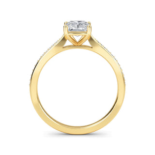 Anillo de compromiso con piedra lateral cónica radiante de 1,0 ctw