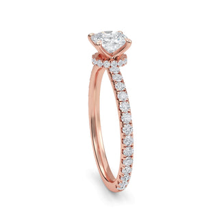 Cushion Petite Hidden Halo Engagement Ring 0.6 ct