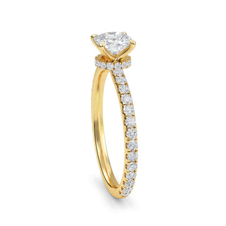 Cushion Petite Hidden Halo Engagement Ring 0.6 ct