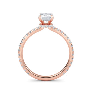 Anillo de compromiso con pavé cónico de esmeralda de 1,0 ctw