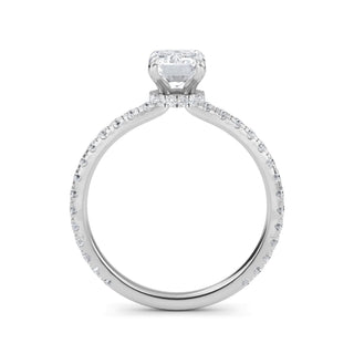 Anillo de compromiso con pavé cónico de esmeralda de 1,0 ctw
