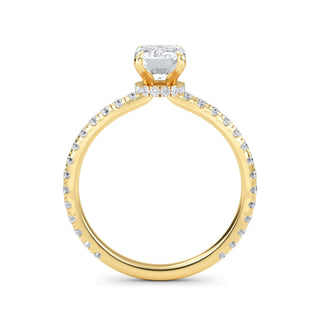 Anillo de compromiso con pavé cónico de esmeralda de 1,0 ctw