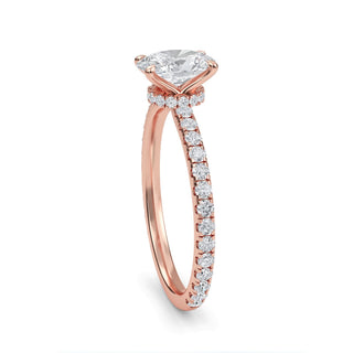 Oval Petite Hidden Halo Engagement Ring 1.0 ct