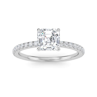Asscher Classic Pavé Sidestone Engagement Ring 1.0 ctw