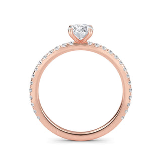 Anillo de compromiso clásico ovalado con piedra lateral de 1,0 ctw