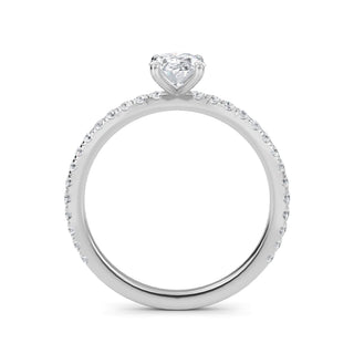 Anillo de compromiso clásico ovalado con piedra lateral de 1,0 ctw
