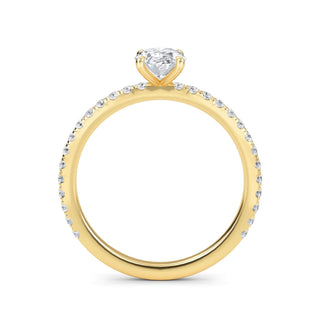 Anillo de compromiso clásico ovalado con piedra lateral de 1,0 ctw