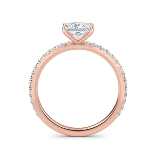 Anillo de compromiso clásico de princesa con piedra lateral de 1,0 ctw
