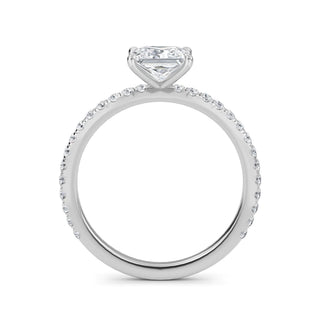 Anillo de compromiso clásico de princesa con piedra lateral de 1,0 ctw