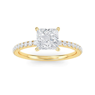 Anillo de compromiso clásico de princesa con piedra lateral de 1,0 ctw