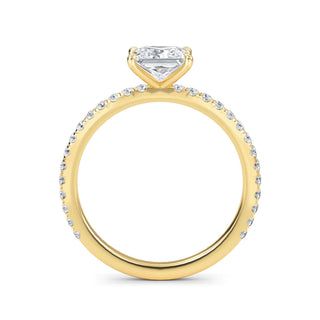 Anillo de compromiso clásico de princesa con piedra lateral de 1,0 ctw