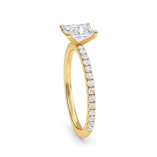 Anillo de compromiso clásico de princesa con piedra lateral de 1,0 ctw